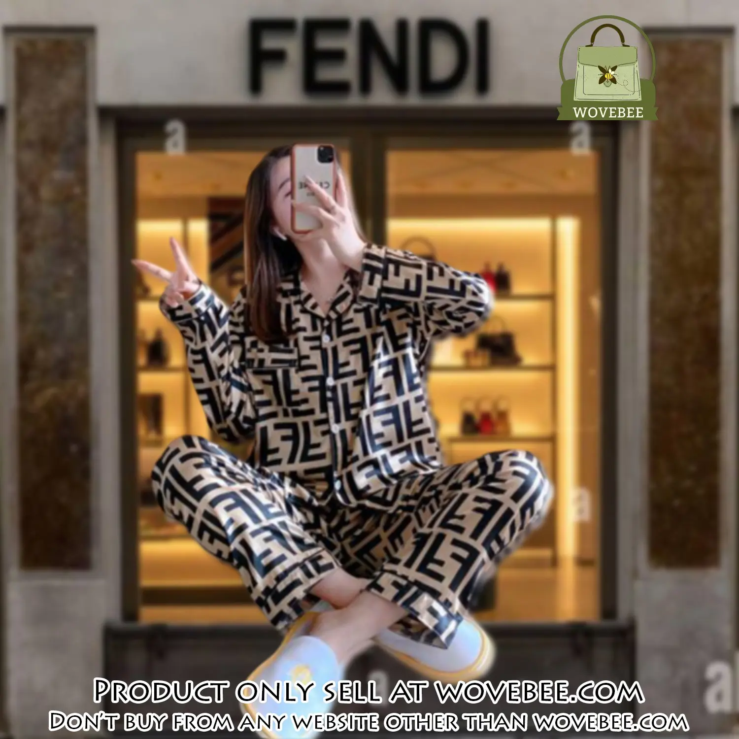 Trending luxury fashion fendi satin pajama set pjs1046 wvb1405407
